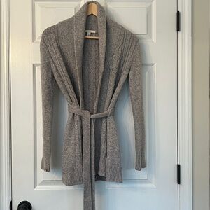 Merona Gray Angora Wool—blend Women's Long  Cardigan Sweater w/ Belt